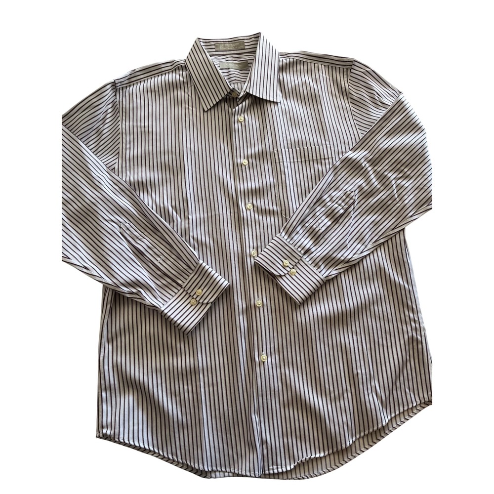 Nordstrom Smartcare Mens Dress Shirt 17 33 Pink White Stripe Traditional Fit